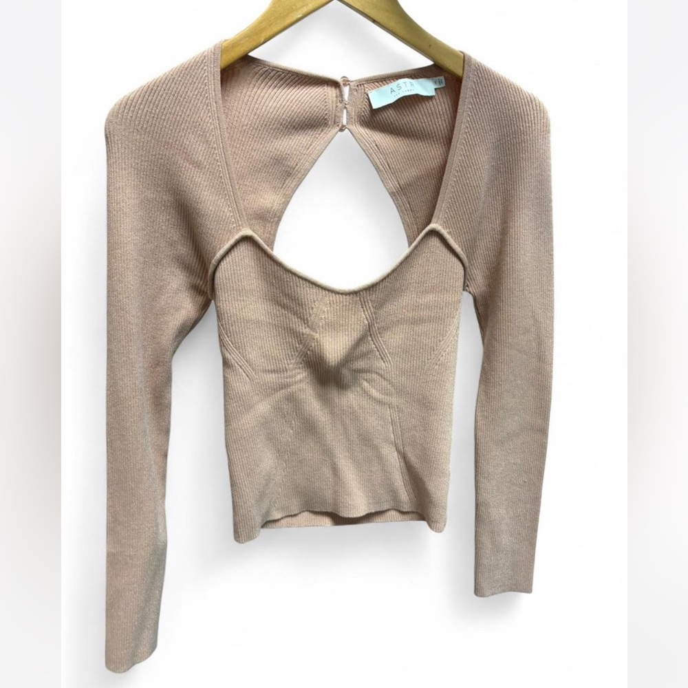 Astr Tan Long Sleeve Top